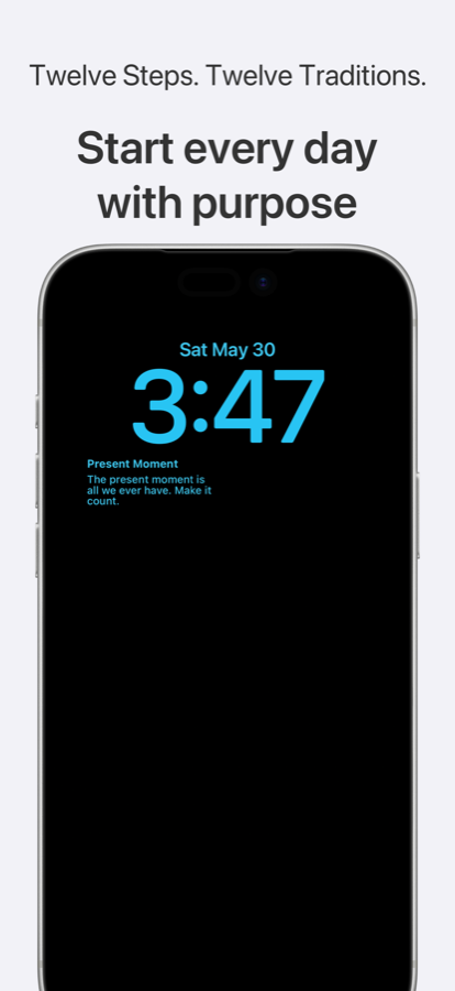 A 12and12 widget on the Lock Screen with the day's reading