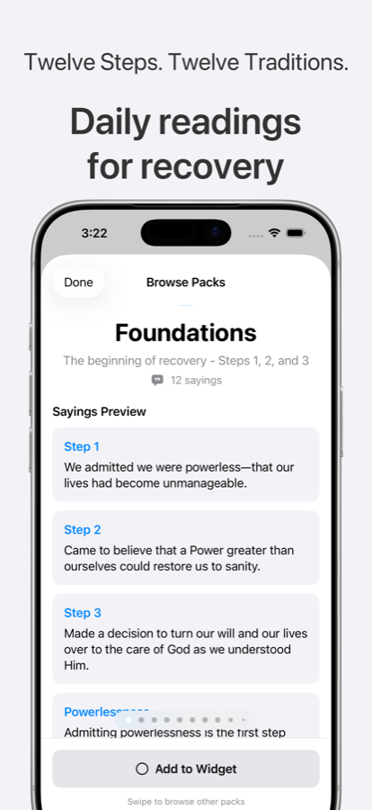 A full daily reading shown in the large widget